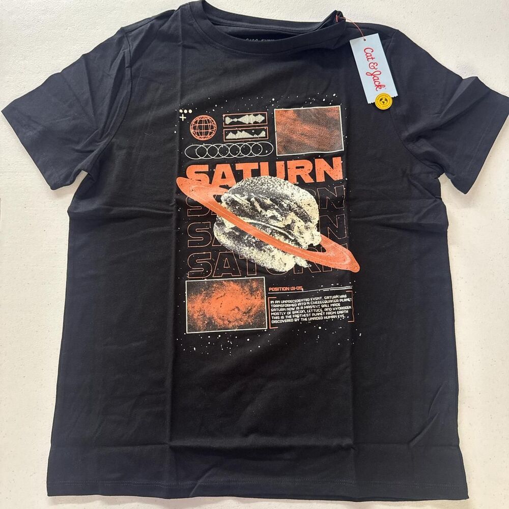 Cat & Jack Boys Saturn Black T-shirt Boys large 10/12
